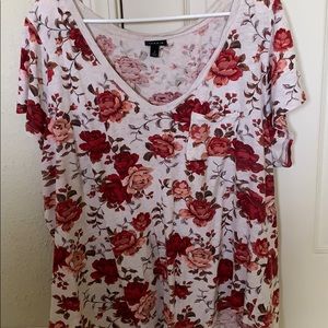 Torrid Red Floral Shirt